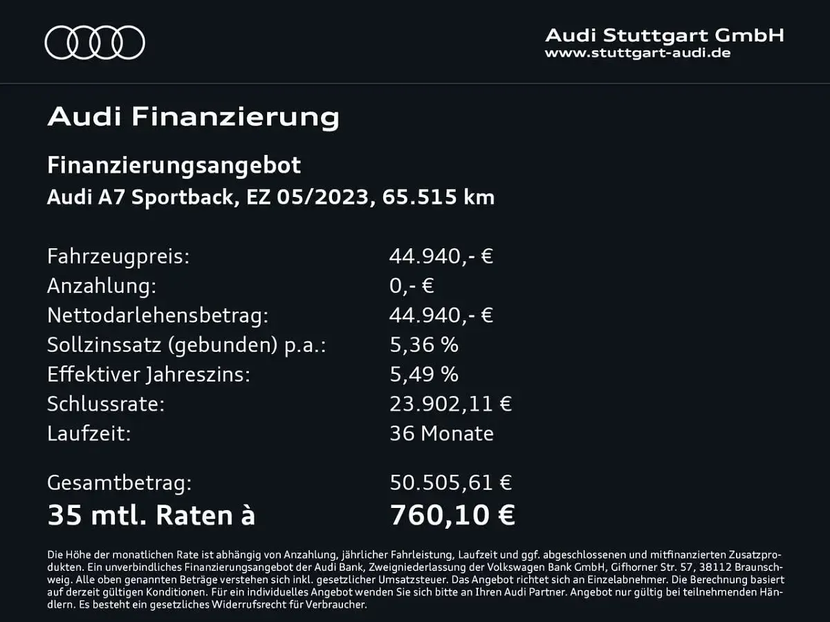 Gebraucht Audi A7 299 PS (219 kW) 2023 Firmamentblau metallic Limousine