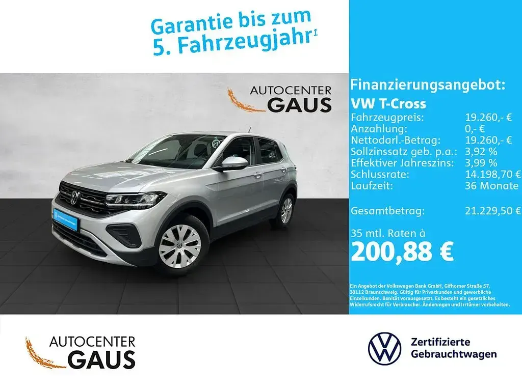 Gebraucht VW T-Cross 95 PS (69 kW) 2025 Silber SUV