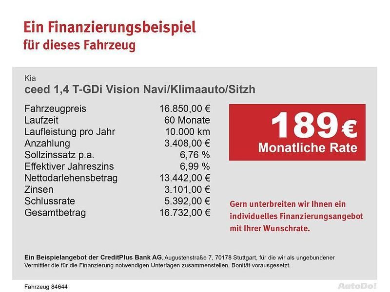 Gebraucht Kia Ceed Vision 140 PS (102 kW) 2020 Blau Kleinwagen