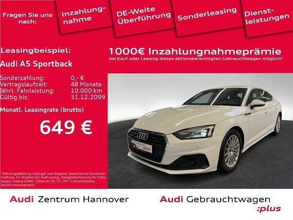 Weiß (t9 ibisweiß) Gebraucht 2022 Audi A5 Sportback Comfort Limousine | 36.951 € (Etwas zu teuer) - Bild 1/4