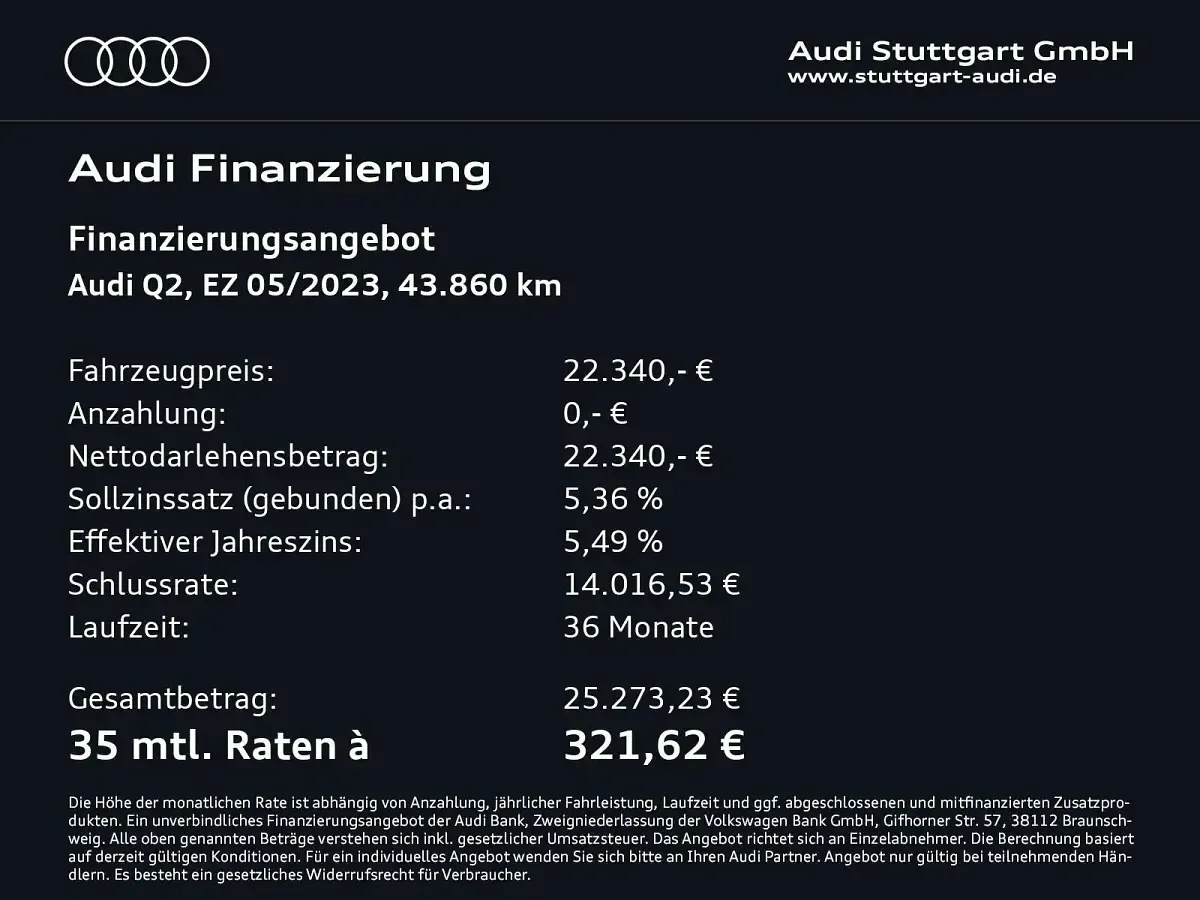 Gebraucht Audi Q2 Comfort 150 PS (110 kW) 2023 Mythosschwarz metallic SUV