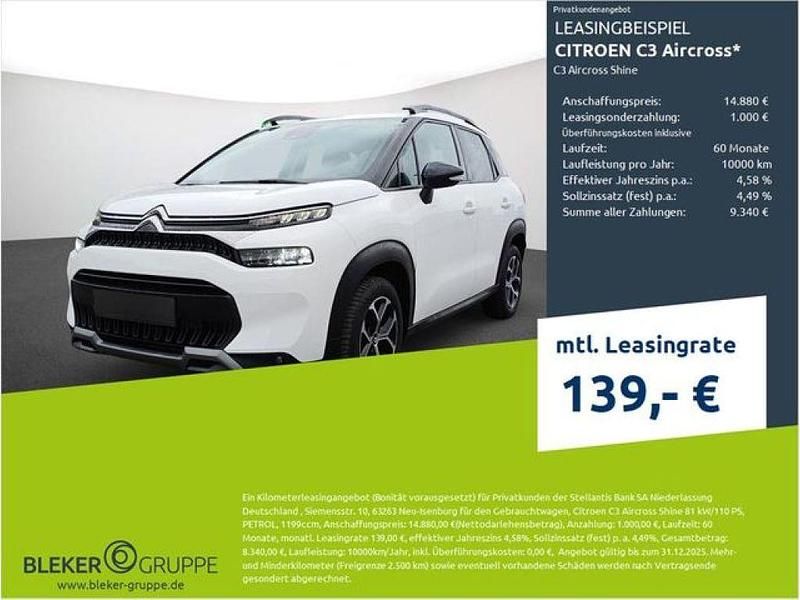 Weiß Gebraucht 2023 Citroën C3 Aircross Shine SUV | 14.880 € - Bild 1/3
