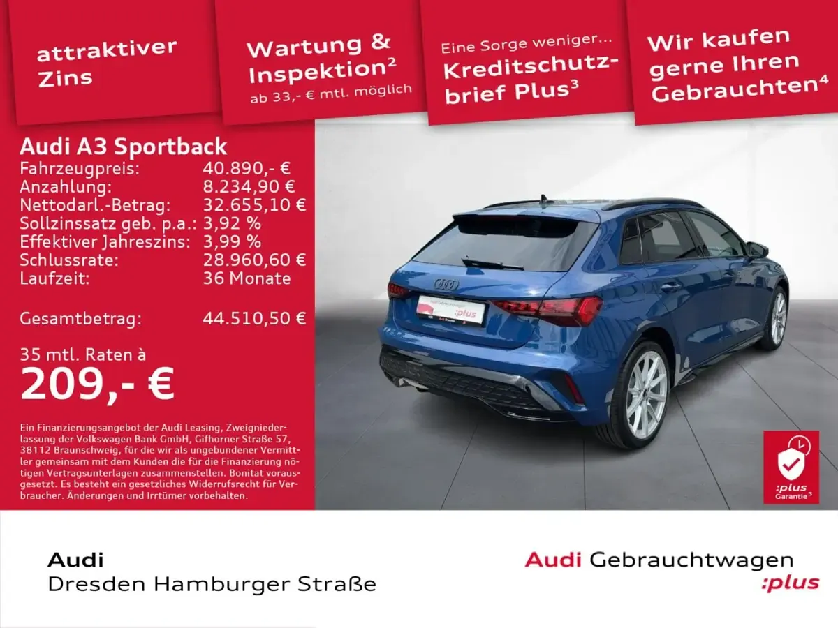 Gebraucht Audi A3 Sportback e-tron S-Line 204 PS (150 kW) 2025 Ascariblau metallic Kleinwagen