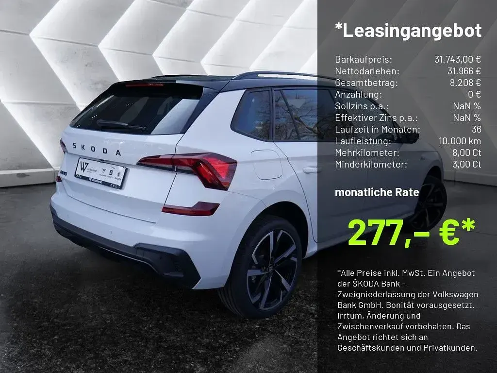 Neu Skoda Kamiq Monte Carlo 150 PS (110 kW) 2026 Weiß SUV