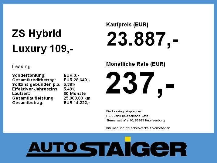 Neu MG ZS Luxury 197 PS (144 kW) 2025 Schwarz SUV