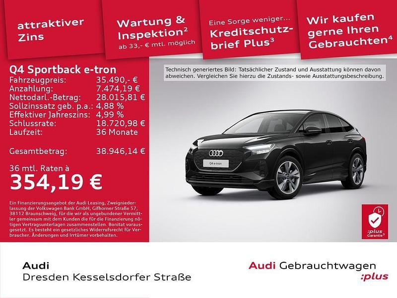 Mythosschwarz metallic Gebraucht 2023 Audi Q4 Sportback e-tron Advanced SUV | 35.490 € (Etwas zu teuer) - Bild 1/4
