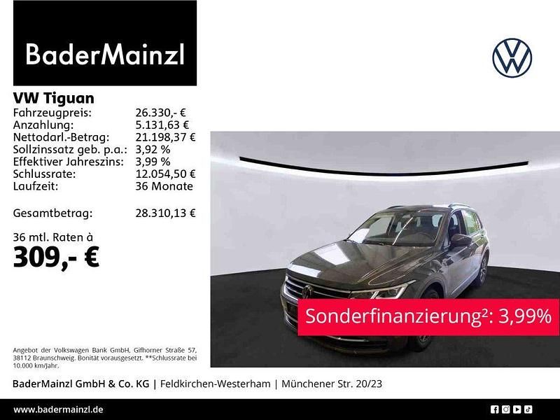 Delfingrau metallic Gebraucht 2022 VW Tiguan Life SUV | 26.330 € (Fairer Preis) - Bild 1/4