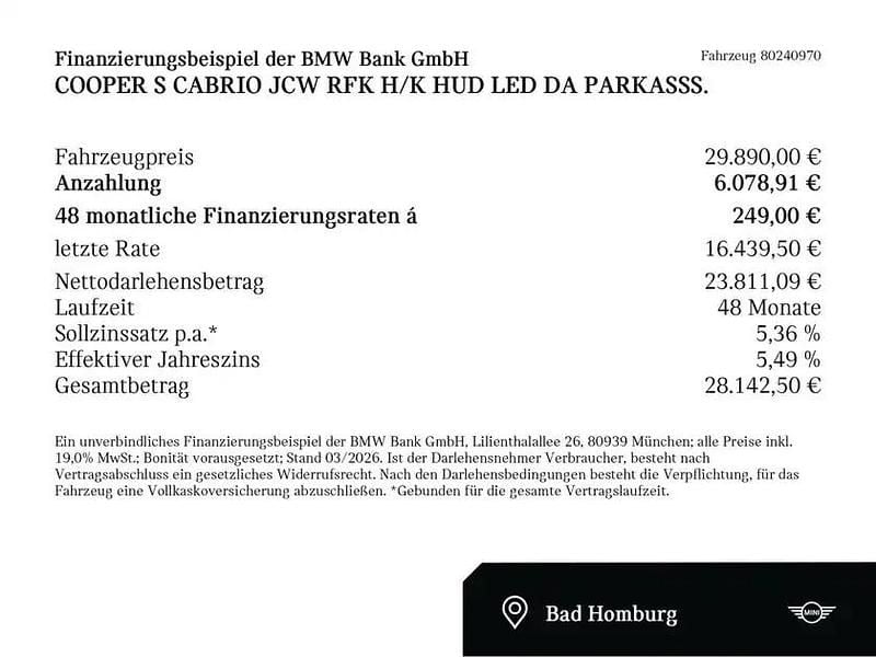 Gebraucht Mini Cooper S Cabriolet 178 PS (130 kW) 2023 Chili red (rot) Cabrio