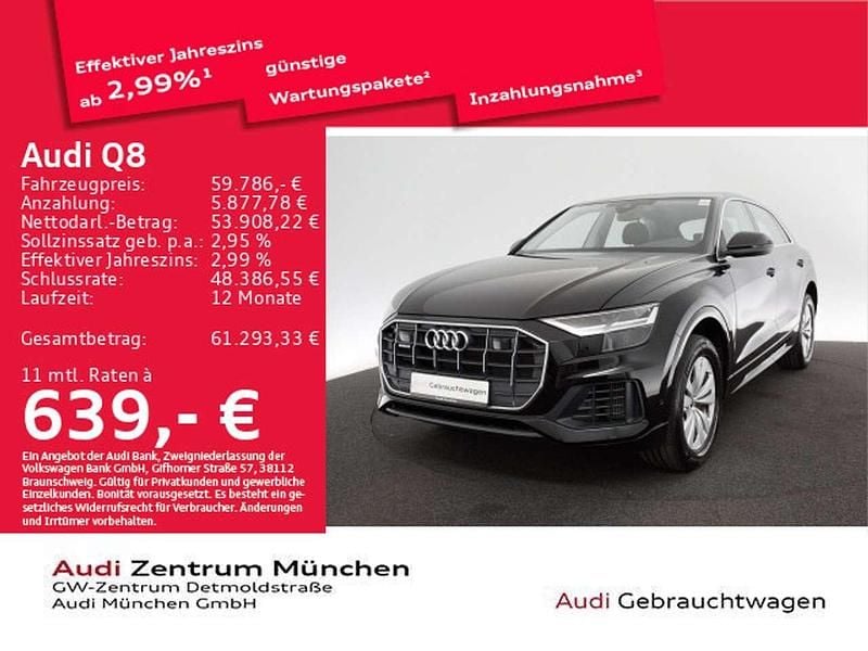 Mythosschwarz metallic Gebraucht 2023 Audi Q8 Ambiente SUV | 59.786 € (Superpreis) - Bild 1/2