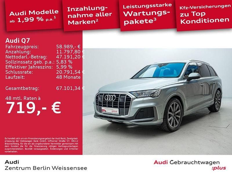 Satellitsilber metallic Gebraucht 2022 Audi Q7 S-Line SUV | 58.989 € (Guter Preis) - Bild 1/4