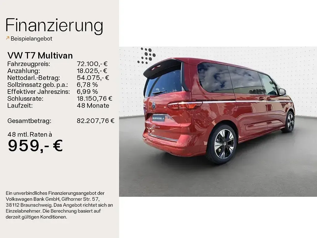 Neu VW Multivan Style 150 PS (110 kW) 2026 Rot Van / Kleinbus