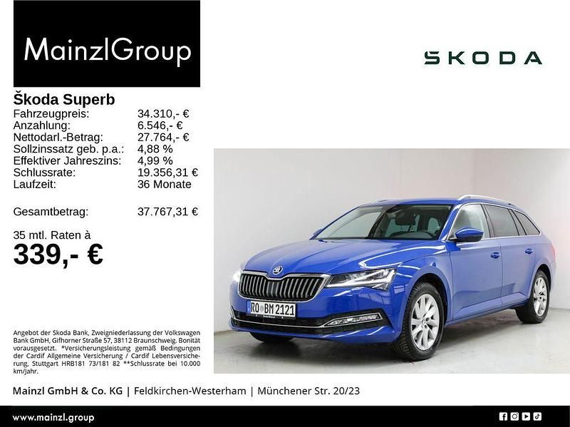 Blau Gebraucht 2024 Skoda Superb Style Kombi | 34.310 € - Bild 1/3