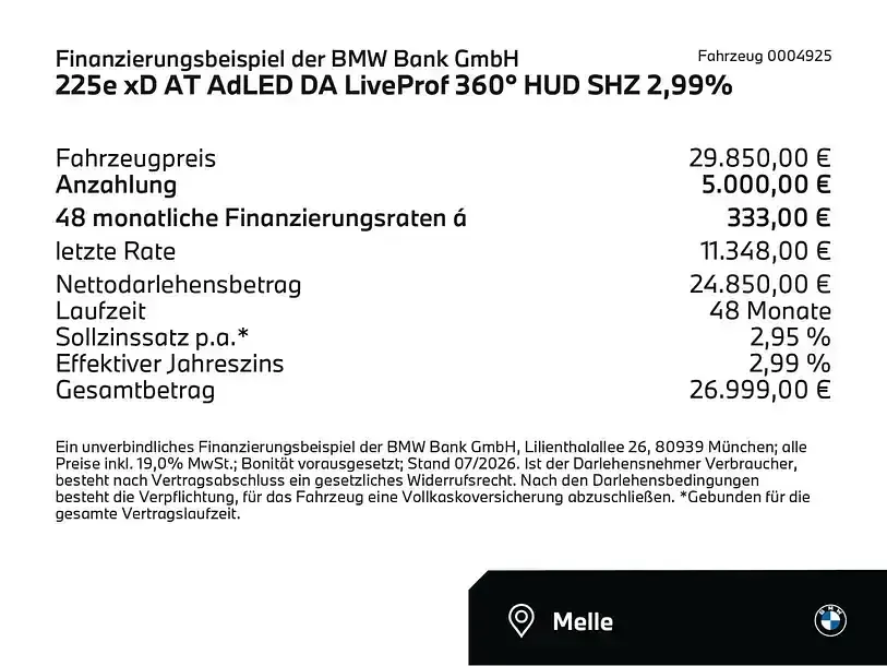 Gebraucht BMW 225 Luxury Line 245 PS (180 kW) 2023 Weiß Van / Kleinbus