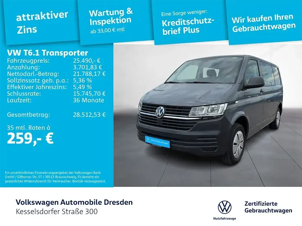 Gebraucht VW T6.1 90 PS (66 kW) 2023 Grau Van