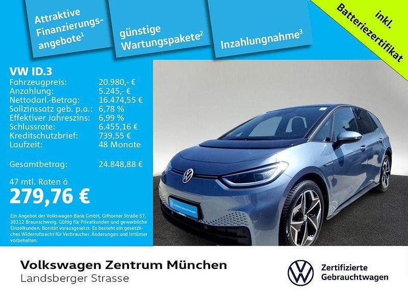 Blau Gebraucht 2022 VW ID.3 Pro Kleinwagen | 20.980 € (Guter Preis) - Bild 1/2