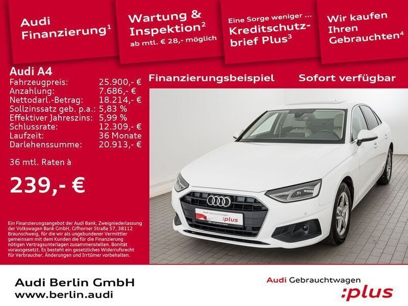 Ibisweiß Gebraucht 2021 Audi A4 Ambiente Limousine | 25.900 € (Fairer Preis) - Bild 1/3