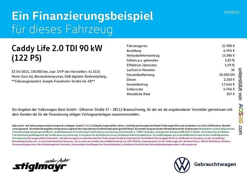 Gebraucht VW Caddy Life 122 PS (89 kW) 2021 Candyweiß Van / Kleinbus