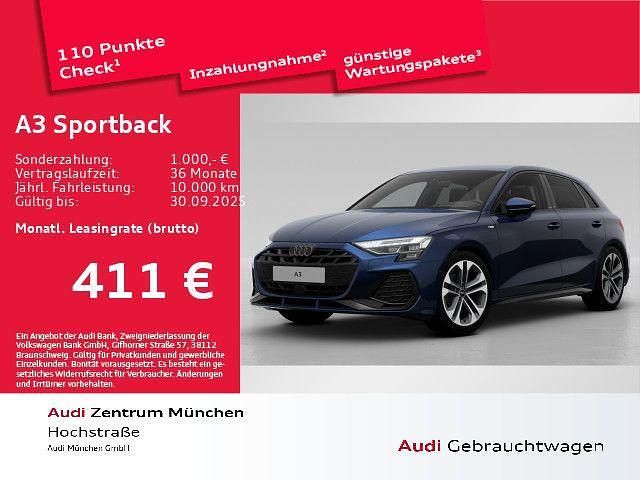 Blau Gebraucht 2025 Audi A3 Sportback S-Line Kleinwagen | 45.340 € (Teuer) - Bild 1/2
