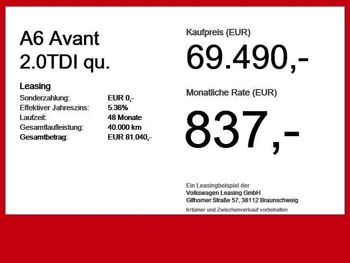Neu Audi A6 Sport 204 PS (150 kW) 2025 Schwarz Kombi