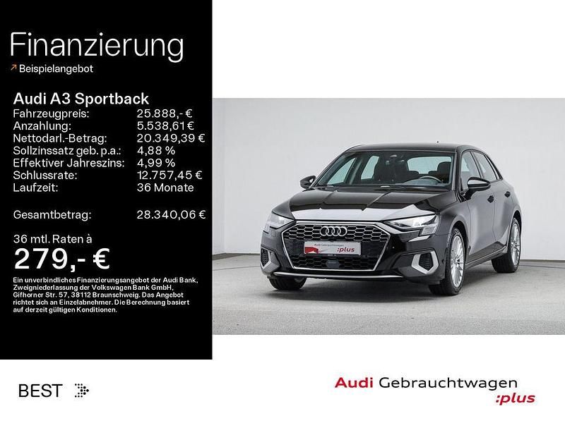 Schwarz Gebraucht 2022 Audi A3 Sportback Advanced Plus Kleinwagen | 25.888 € (Fairer Preis) - Bild 1/4
