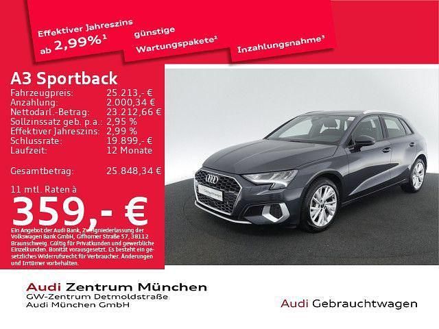 Grau Gebraucht 2022 Audi A3 Sportback Advanced Limousine | 25.213 € (Guter Preis) - Bild 1/2