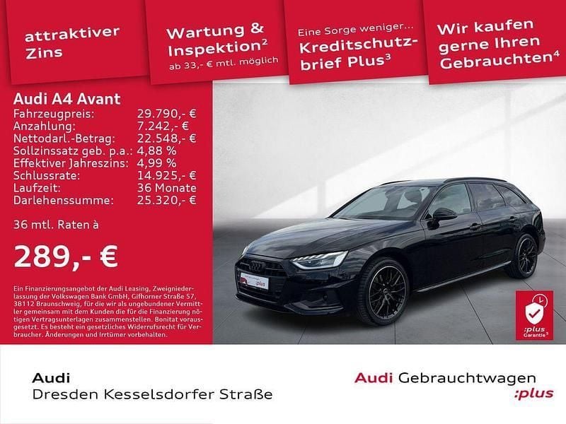 Brillantschwarz Gebraucht 2022 Audi A4 Advanced Plus Kombi | 29.790 € (Fairer Preis) - Bild 1/4