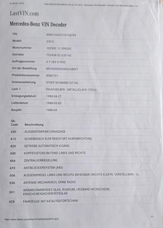 Gebraucht Mercedes E230 136 PS (100 kW) 1988 Andere farben Limousine