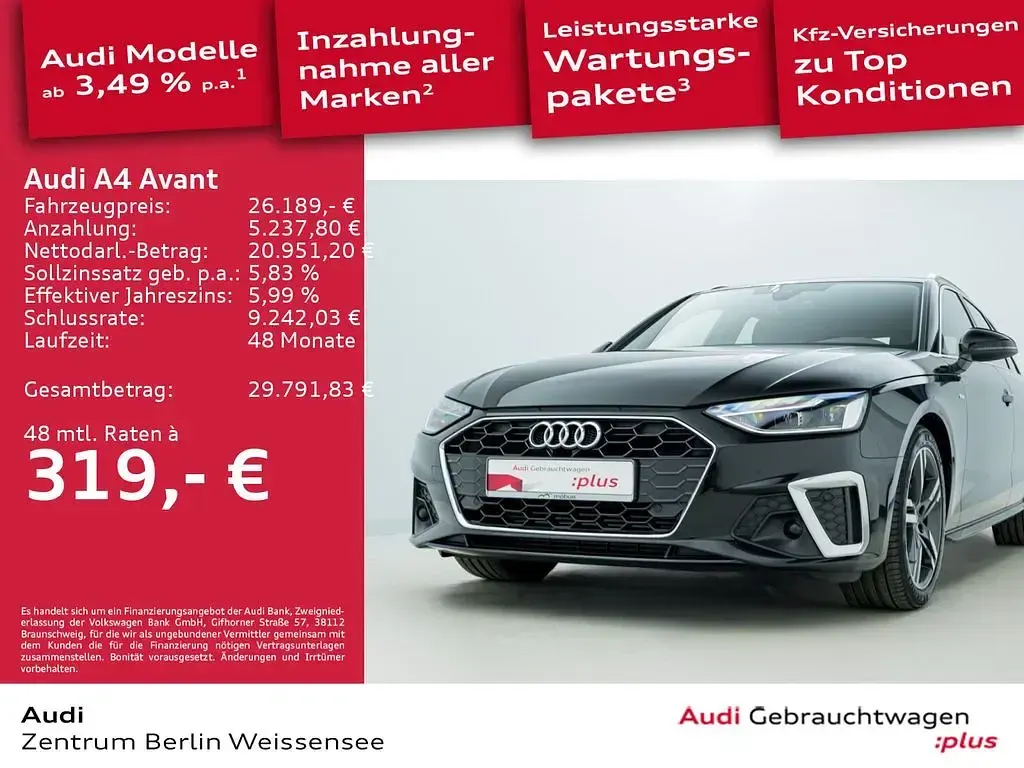 Gebraucht Audi A4 S-Line 150 PS (110 kW) 2022 Mythosschwarz metallic Kombi