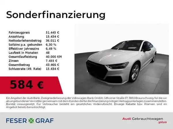 Gletscherweiß Gebraucht 2020 Audi A7 Sportback Ambiente Kleinwagen | 51.445 € (Fairer Preis) - Bild 1/2