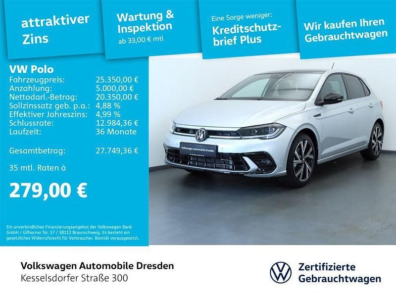 Reflexsilber metallic/schwarz Gebraucht 2024 VW Polo R-line Kleinwagen | 29.890 € - Bild 1/4