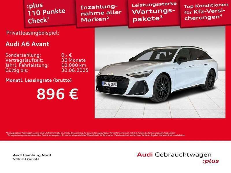 2y gletscherweiß metallic Gebraucht 2025 Audi A6 S-Line Kombi | 68.981 € - Bild 1/3