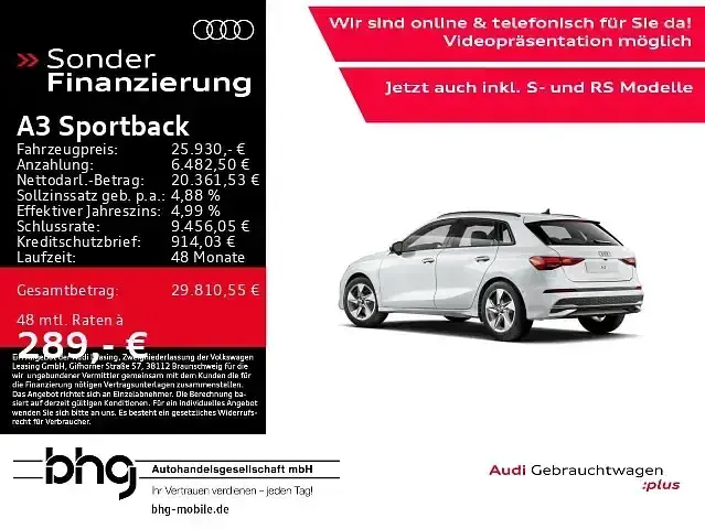 Gebraucht Audi A3 Advanced Plus 116 PS (85 kW) 2025 Gletscherweiß metallic Limousine