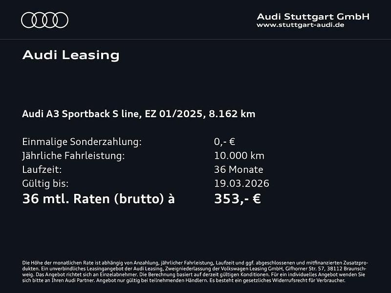 Gebraucht Audi A3 S-Line 116 PS (85 kW) 2025 Distriktgrün metallic Limousine