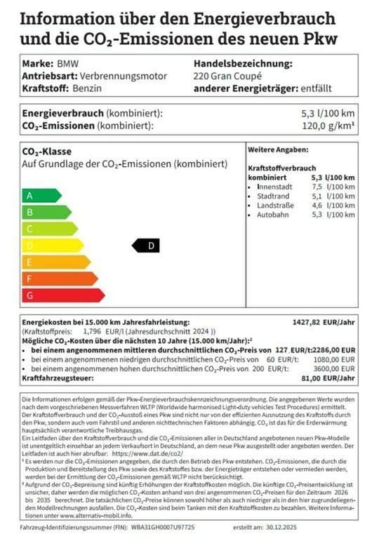 Schwarz Neu 2026 BMW 220 M Sport Coupé | 39.485 € (Superpreis) - Bild 1/1