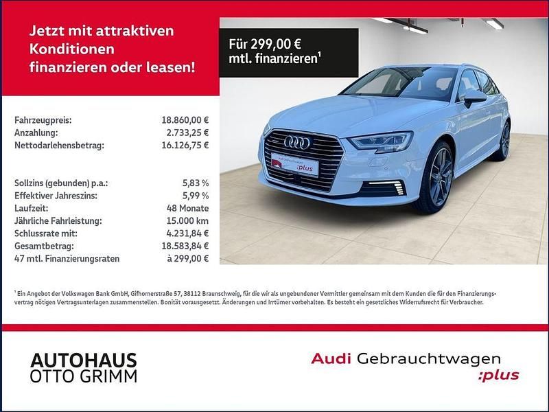 Weiß Gebraucht 2020 Audi A3 Sportback e-tron Design Kleinwagen | 18.859 € (Fairer Preis) - Bild 1/4