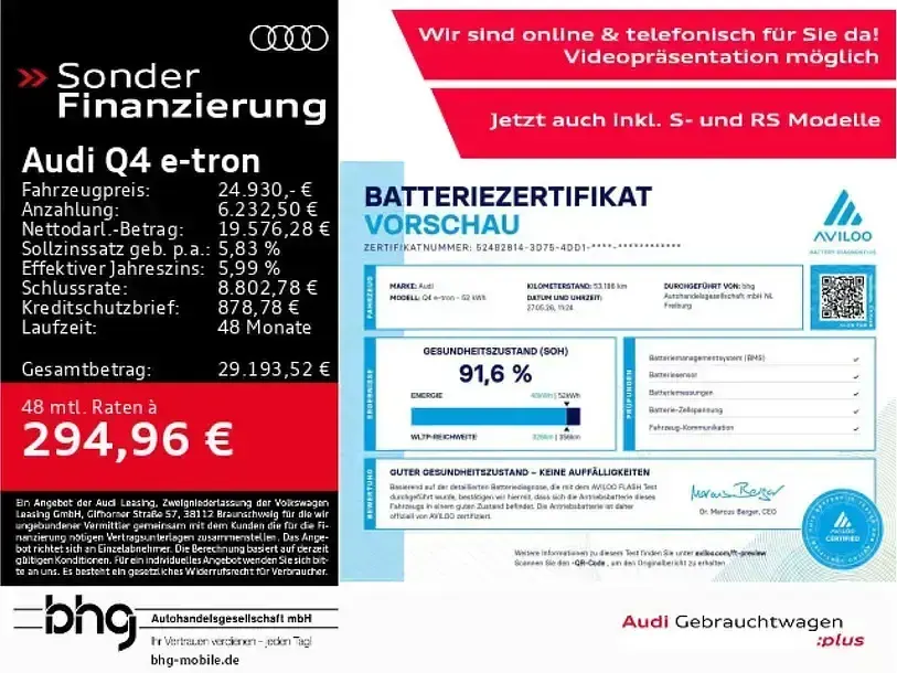 Gebraucht Audi Q4 e-tron Basis 125 kW (170 PS) 2023 Grau SUV