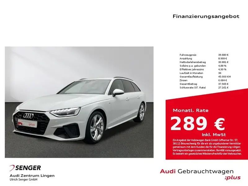 Weiß Gebraucht 2023 Audi A4 S-Line Kombi | 39.880 € (Fairer Preis) - Bild 1/1