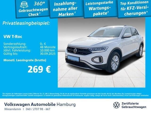 Pure white Gebraucht 2024 VW T-Roc Life SUV | 23.750 € (Guter Preis) - Bild 1/4