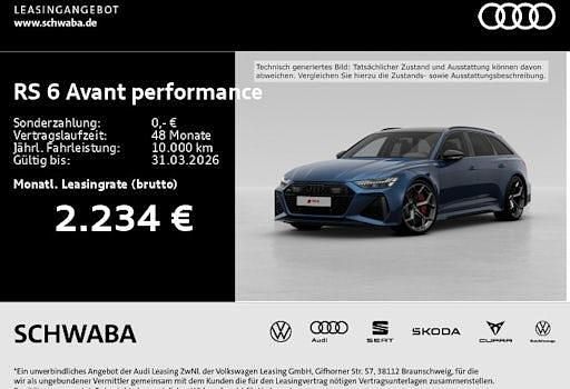 Neu Audi RS6 Performance 630 PS (463 kW) 2025 Blau Kombi