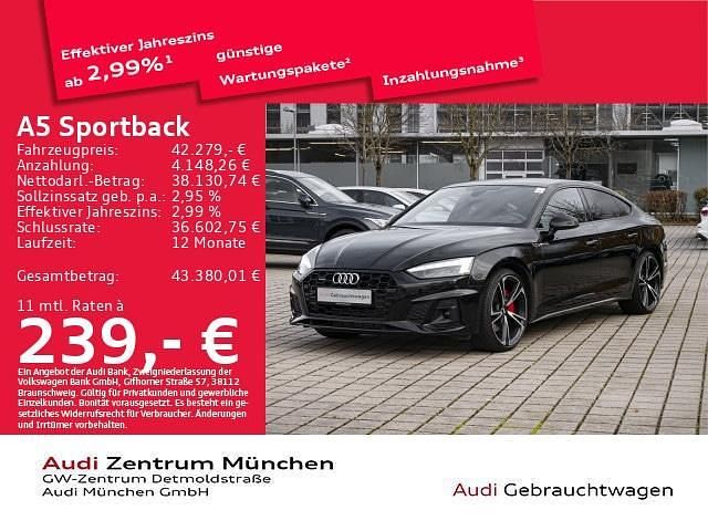 Schwarz Gebraucht 2021 Audi A5 Sportback S-Line Kleinwagen | 42.279 € - Bild 1/2