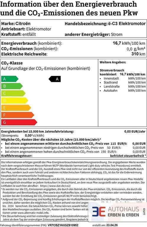 Neu Citroën e-C3 83 kW (113 PS) 2026 Weiß Limousine