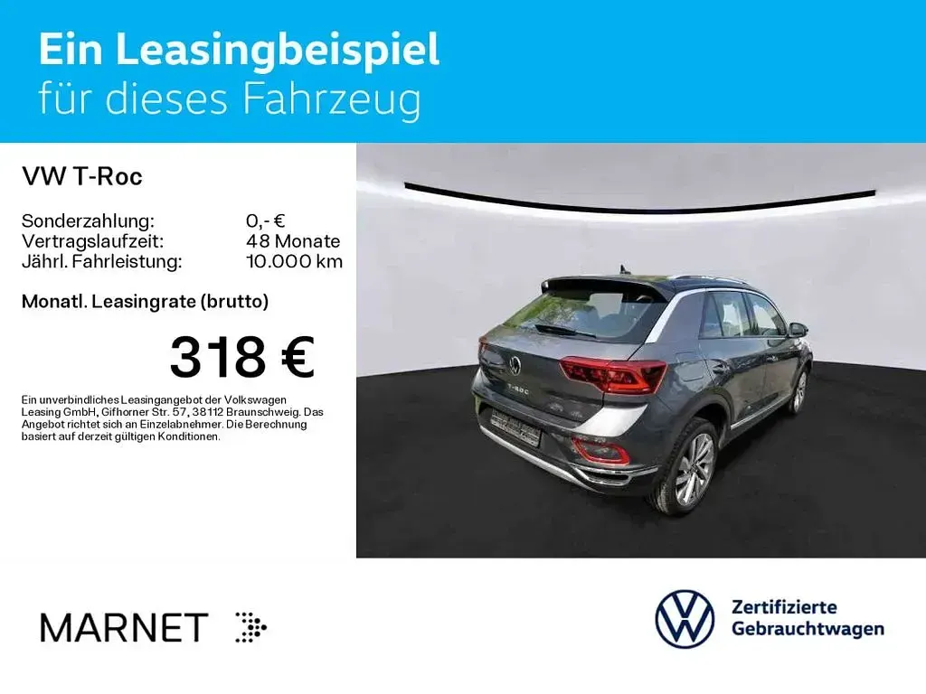 Gebraucht VW T-Roc IQ Drive 150 PS (110 kW) 2022 Indiumgrau metallic/deep black SUV
