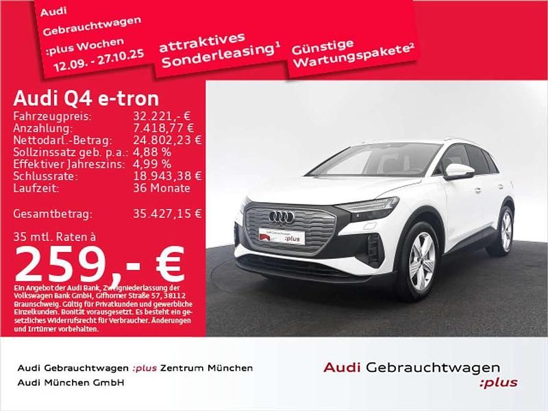 Gletscherweiß metallic Gebraucht 2022 Audi Q4 e-tron Comfort SUV | 32.221 € (Teuer) - Bild 1/2