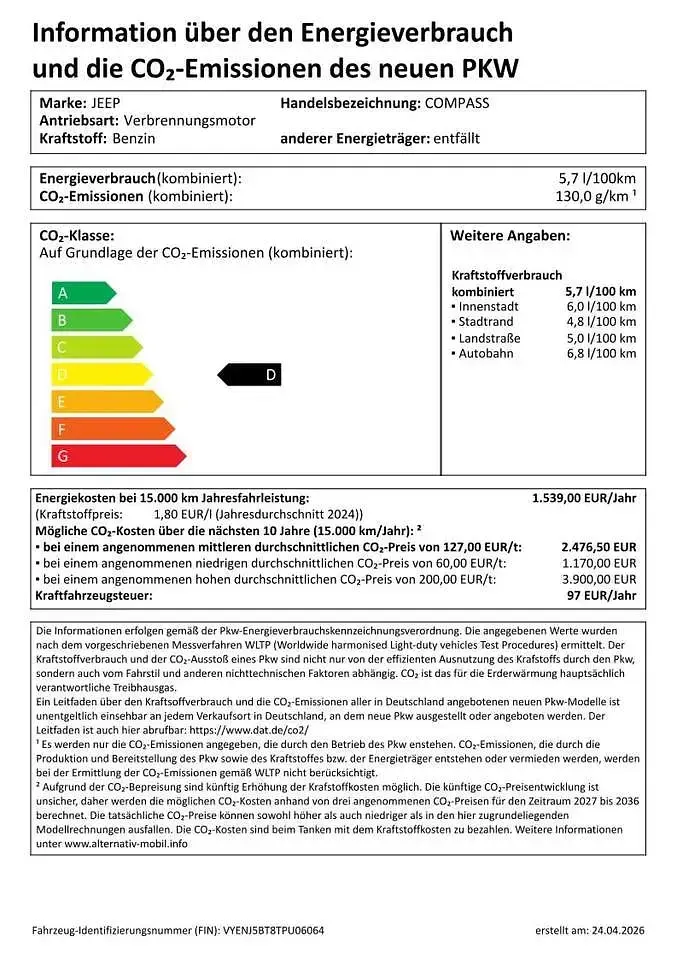 Gebraucht Jeep Compass 145 PS (106 kW) 2026 Vulcano black SUV