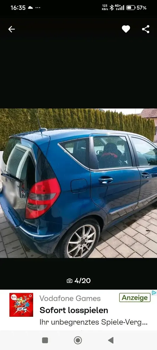 Używany Mercedes A170 116 KM (85 kW) 2007 Niebieski Sedan/Limuzyna