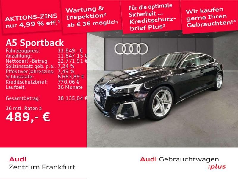 Mythosschwarz metallic/mythoss Gebraucht 2022 Audi A5 S-Line Limousine | 33.849 € (Guter Preis) - Bild 1/3
