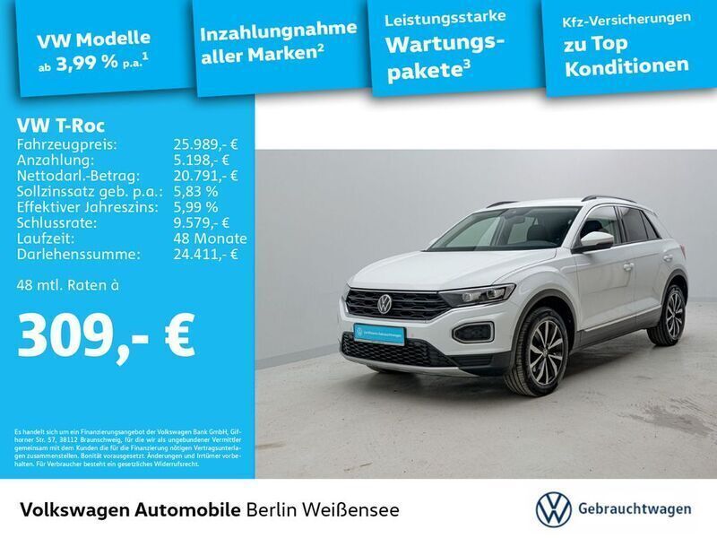 Pure white Gebraucht 2022 VW T-Roc Style SUV | 28.989 € (Fairer Preis) - Bild 1/4