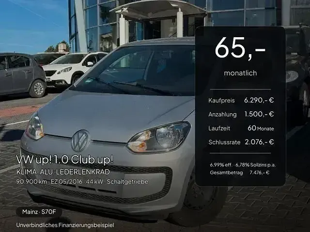 Gebraucht VW up! CLUB 110 PS (80 kW) 2016 Silber Kleinwagen