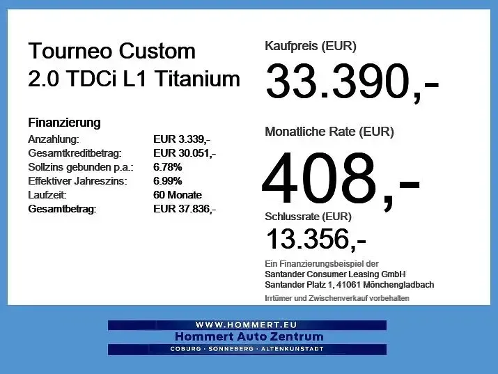 Gebraucht Ford Tourneo Titanium 150 PS (110 kW) 2022 Obsidianschwarz metallic Van / Kleinbus
