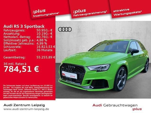 Kyalamigrün Gebraucht 2020 Audi RS3 Sportback Comfort Kleinwagen | 49.980 € (Etwas zu teuer) - Bild 1/3